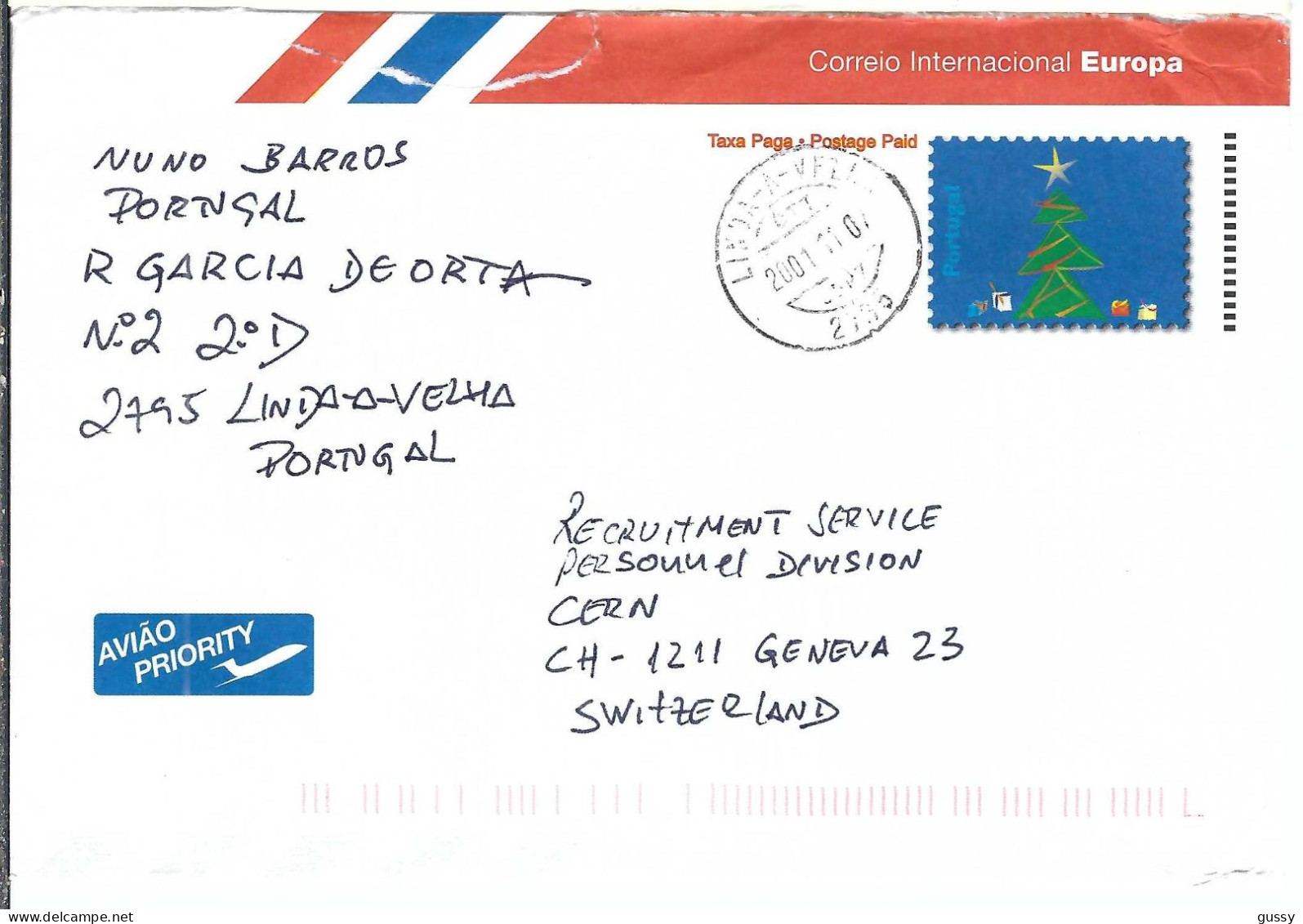 PORTUGAL Ca. 2011: LSC Entier De Linda-a-Velha Pour Genève (Suisse) - Postwaardestukken