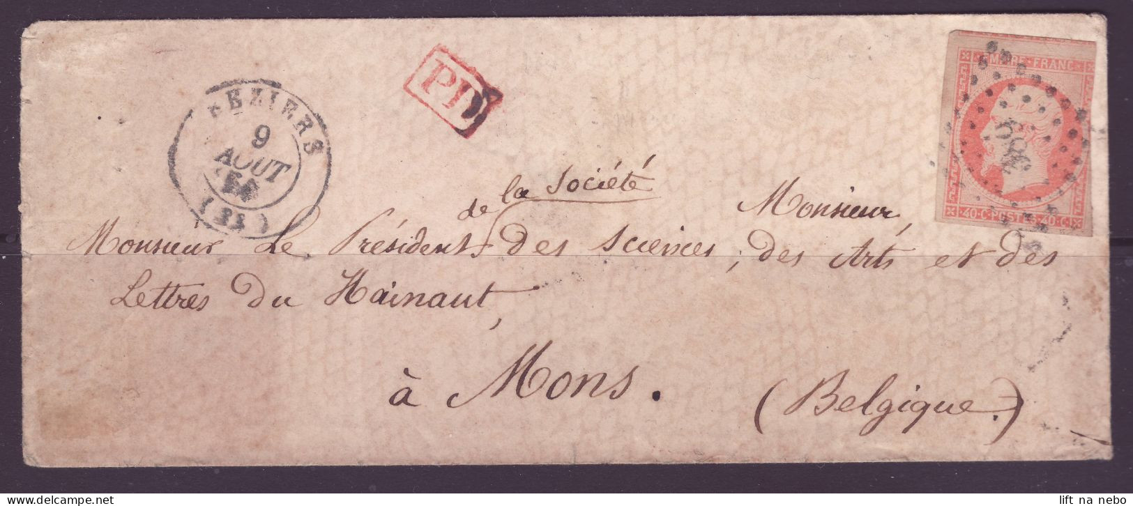 FRANCE 1853-1860 Stamps 40c YT N°16 On The Cover To Mons (Belgium) - 1853-1860 Napoléon III