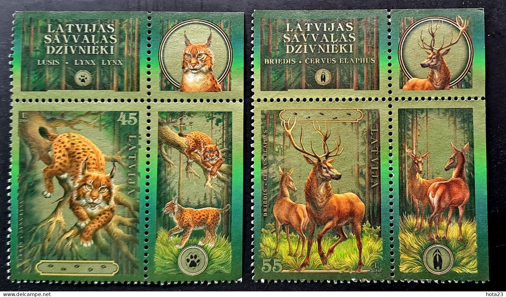 (!) LATVIA , Lettland , Lettonia - Lynx  AND STAG 2006  +2 BORDER - USED - Lettonie
