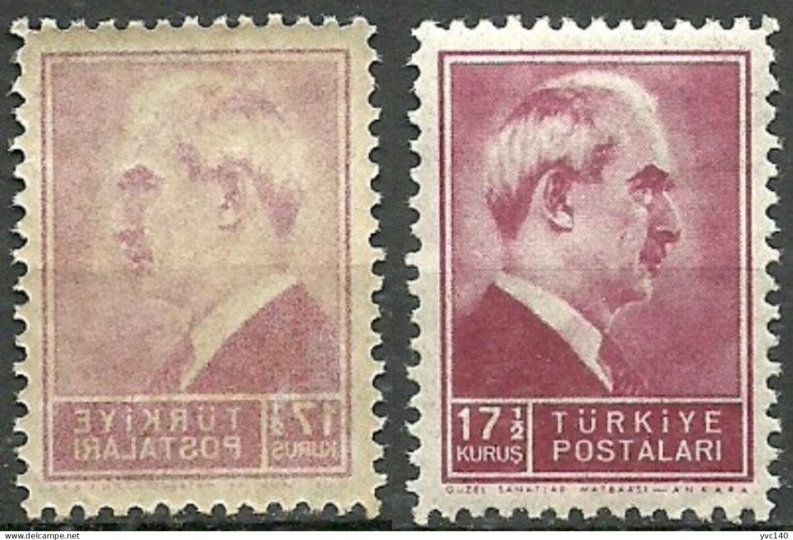 Turkey; 1942 1st Inonu Issue 17 1/2 K. ERROR "Abklatsch" - Nuovi