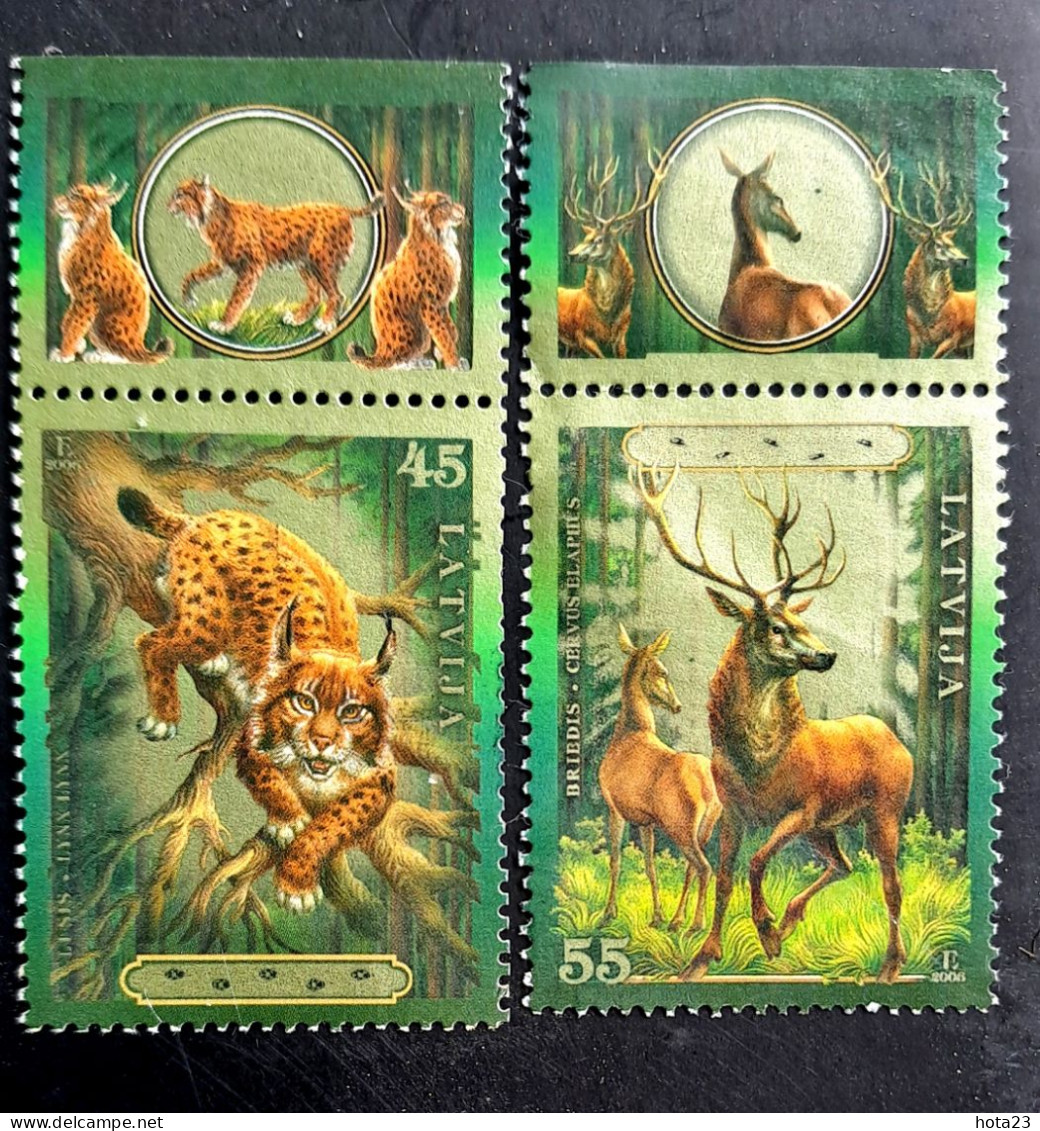 (!) LATVIA , Lettland , Lettonia - Lynx  AND STAG 2006  +1 BORDER - USED - Lettonie