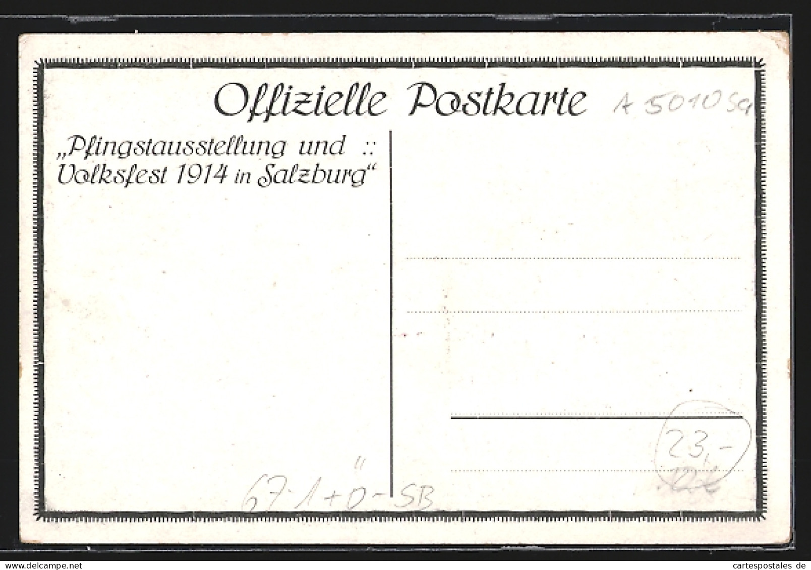 Künstler-AK Salzburg, Ausstellung Und Volksfest Pfingsten 1914, Prächtige Kutsche Von Einem Engelchen Geführt  - Other & Unclassified