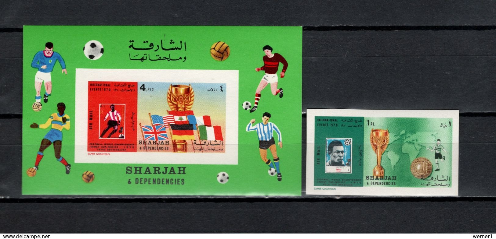 Sharjah 1970 Football Soccer World Cup Stamp + S/s Imperf. MNH - 1970 – Mexico