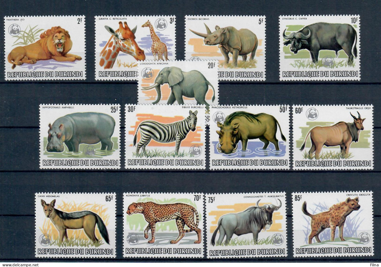 BURUNDI 1983 WWF ANIMAUX D'AFRIQUE ANIMALI AFRICANI CON  WITH AVEC LOGO 13 VALORI Mi.nr. 1596/1608 MNH/** - Nuovi