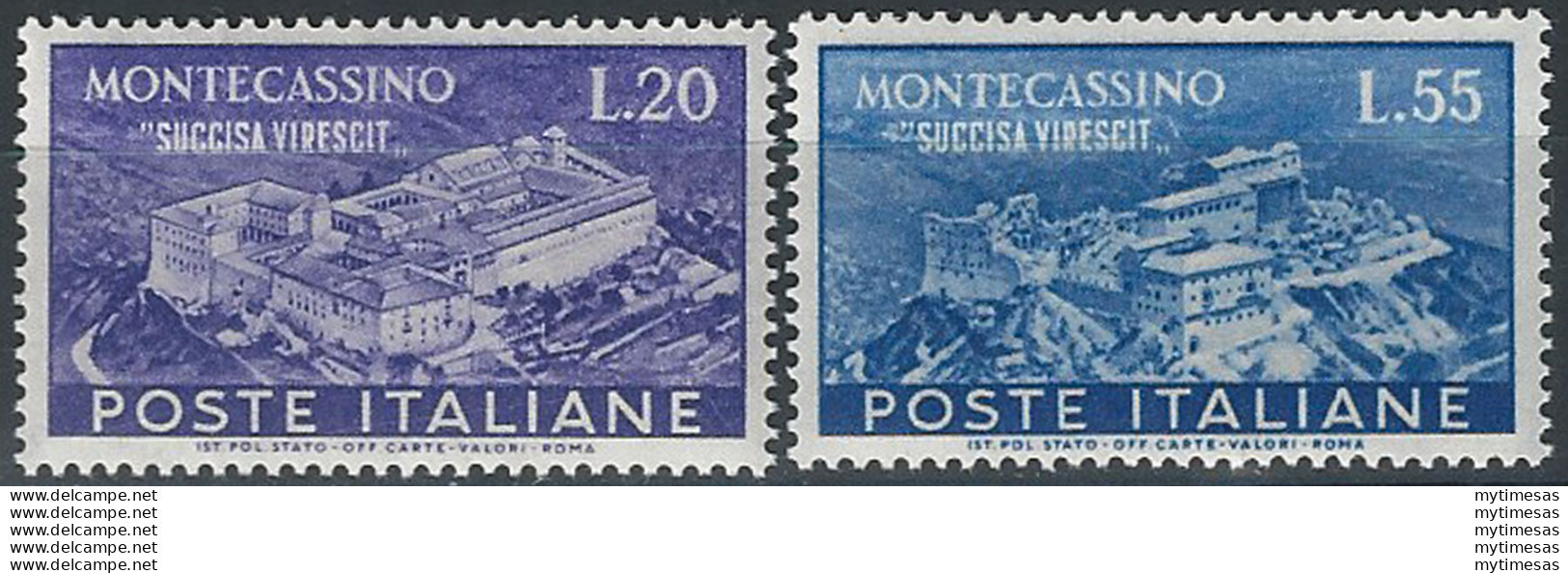 1951 Italia Abbazia Di Montecassino MNH Sass. N. 664/65 - 1946-60: Mint/hinged