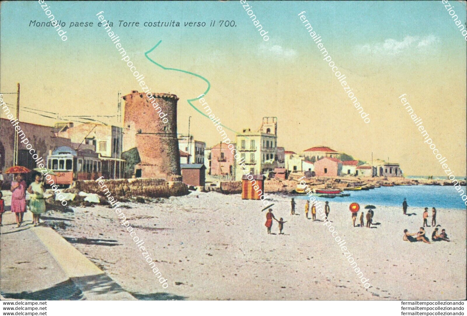 Bg513 Cartolina Mondello Paese E La Torre Costruita Verso Il 700 Palermo - Palermo