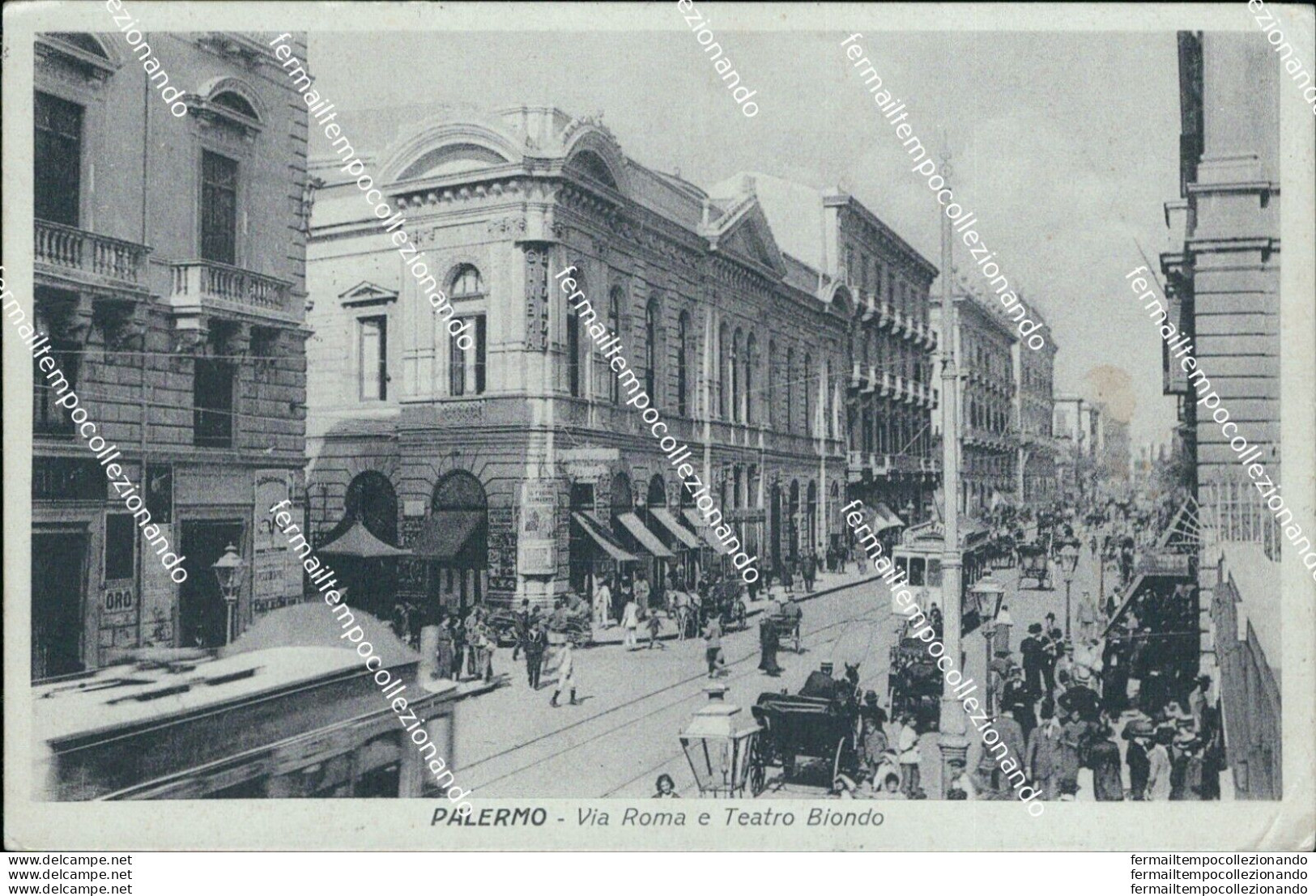 As623 Cartolina Palermo Citta' Via Roma E Teatro Biondo 1930 - Palermo