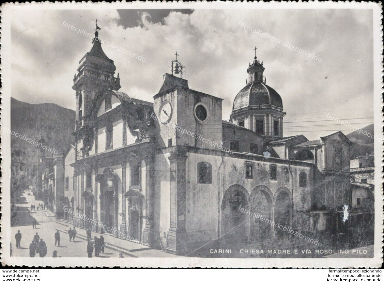 Ar564 Cartolina Carini Chiesa Madre E Via Rosolino Provincia Di Palermo - Palermo