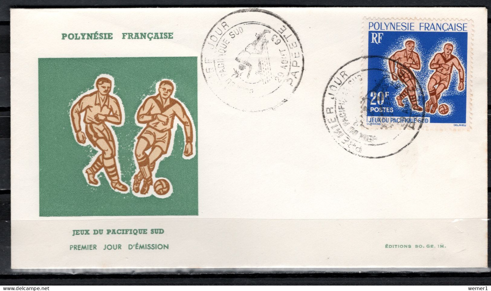 French Polynesia 1963 Football Soccer Stamp On FDC - Cartas & Documentos