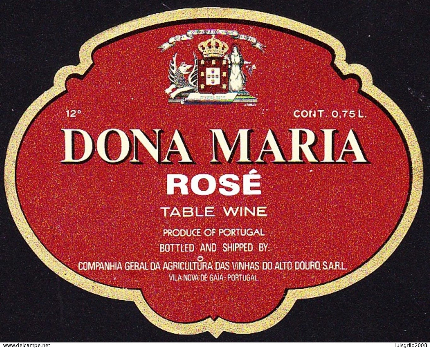Wine Label, Portugal - DONA MARIA Rosé Table Wine -|- Compª Vinhas Alto Douro, Vila Nova De Gaia - Autres & Non Classés