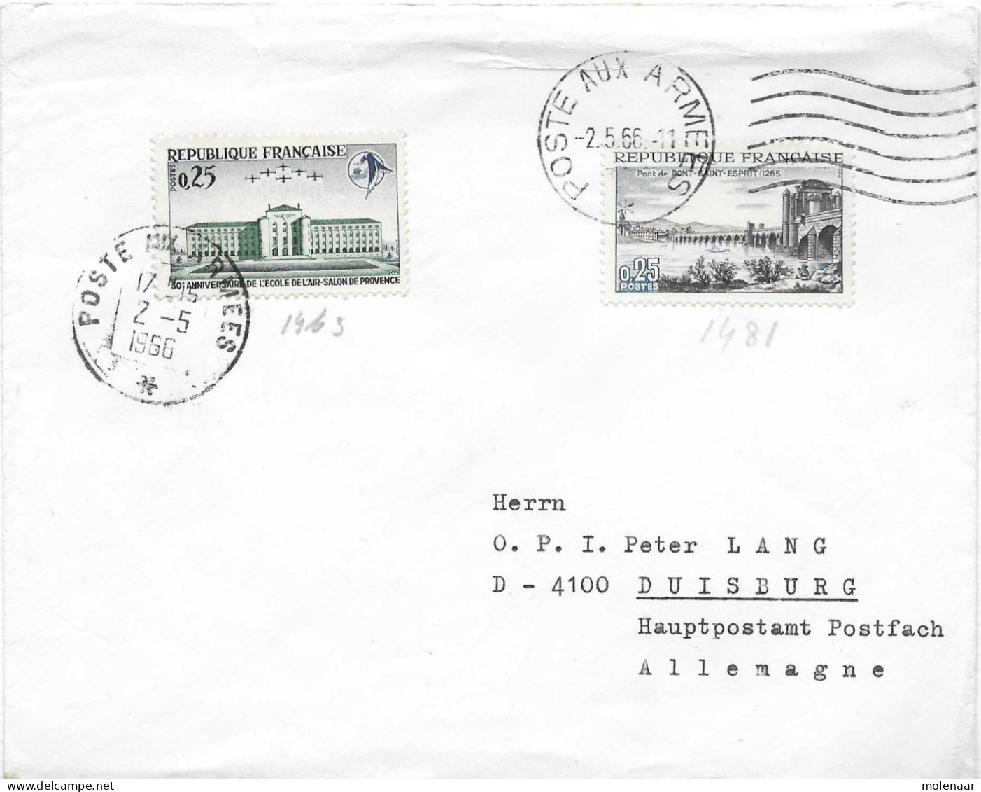 Postzegels > Europa > Frankrijk > 1945-.... > 1950-1959 > Brief Met No. 1463 En 1483 (17419) - Covers & Documents