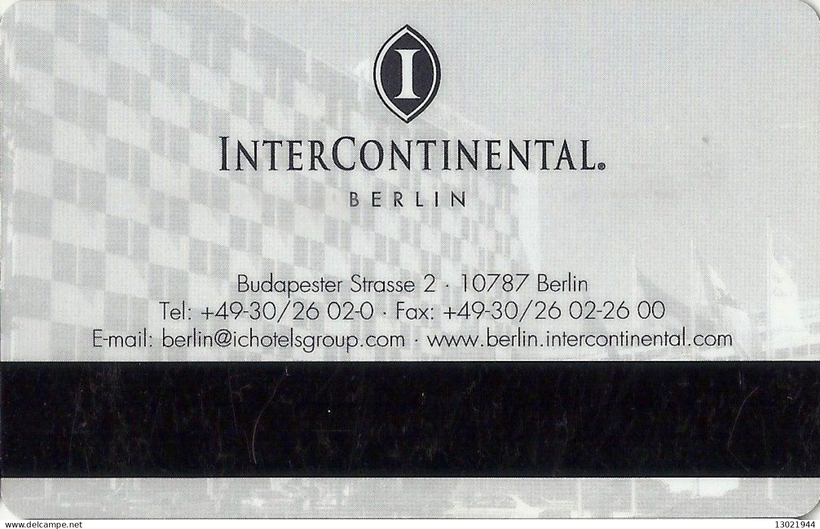GERMANIA  KEY HOTEL  InterContinental Berlin - Cartes D'hotel