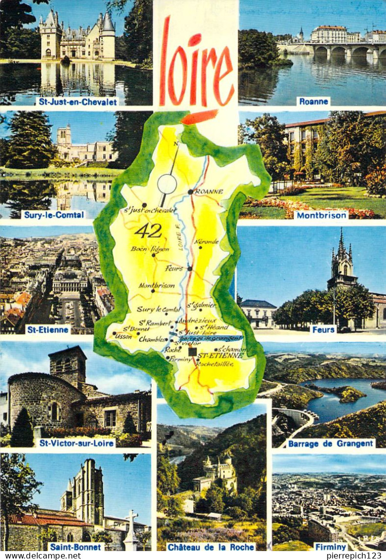 42 - Loire - Carte Géographique - Multivues - Other & Unclassified