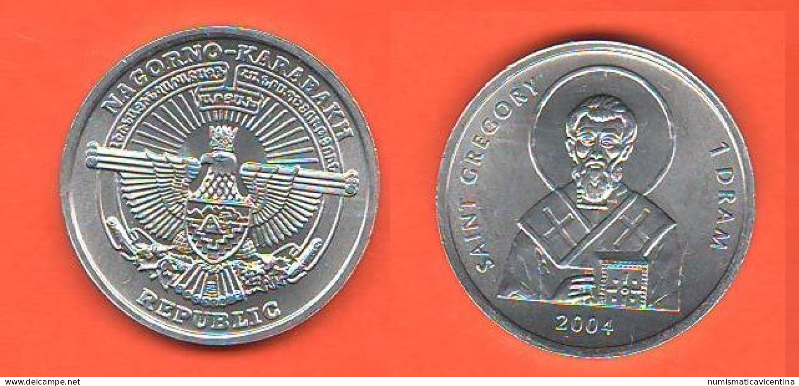 Nagorno Karabak 1 Dram 2004 Saint Gregory Aluminum Coin - Nagorno-Karabakh