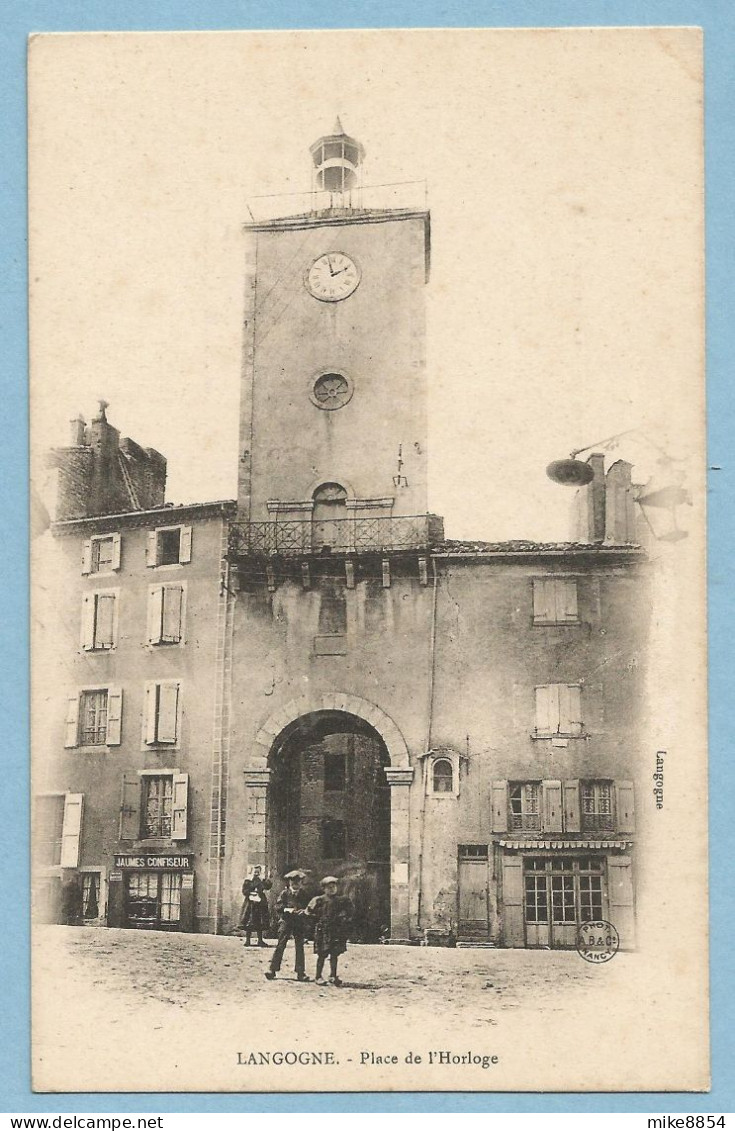 1690  CPA  LANGOGNE  (Lozère)  Place De L'Horloge - JAUMES CONFISEUR  -  Enfants   +++++++ - Langogne