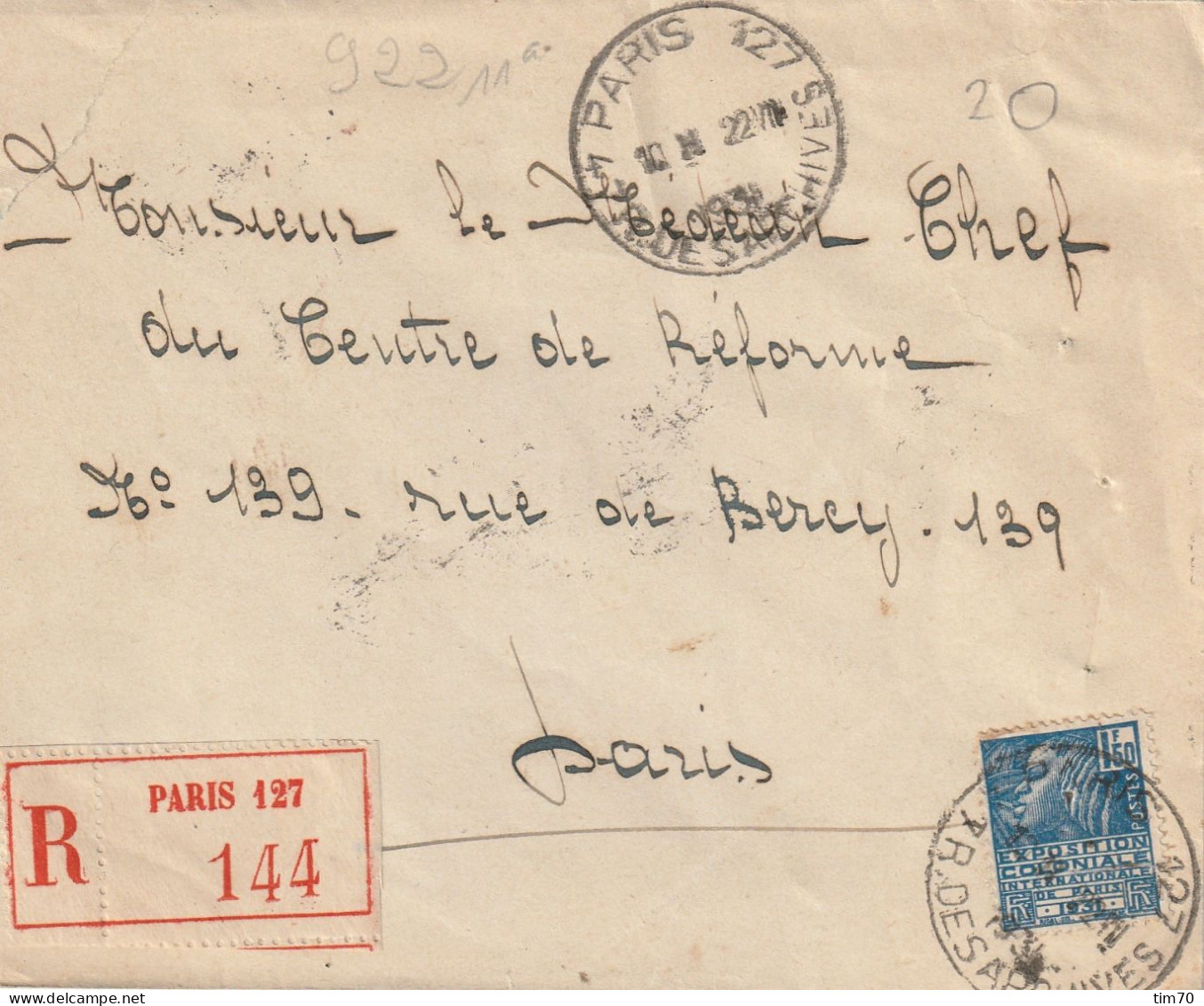 LET  R D  CAD  HOROPLAN / N°  276  PARIS  127 - Manual Postmarks