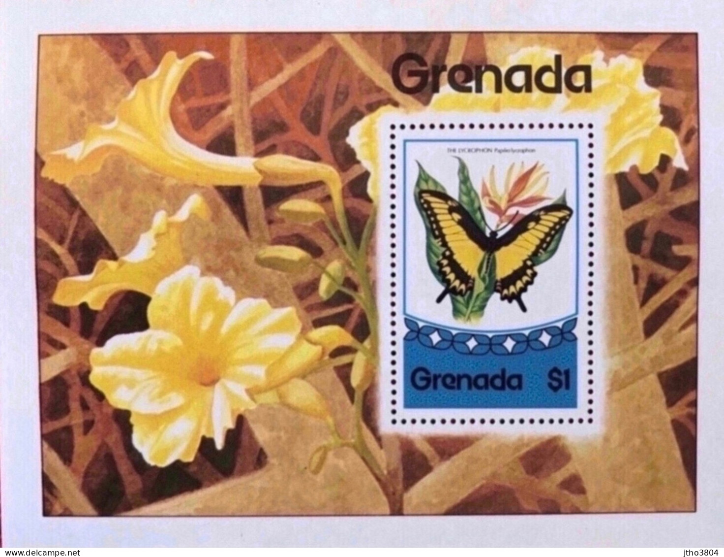 Grenada Grenadines 1975 1 Bloc Neuf ** YT BF 45 Farfalle Papillons Butterflies Mariposas Schmetterlinge - Schmetterlinge