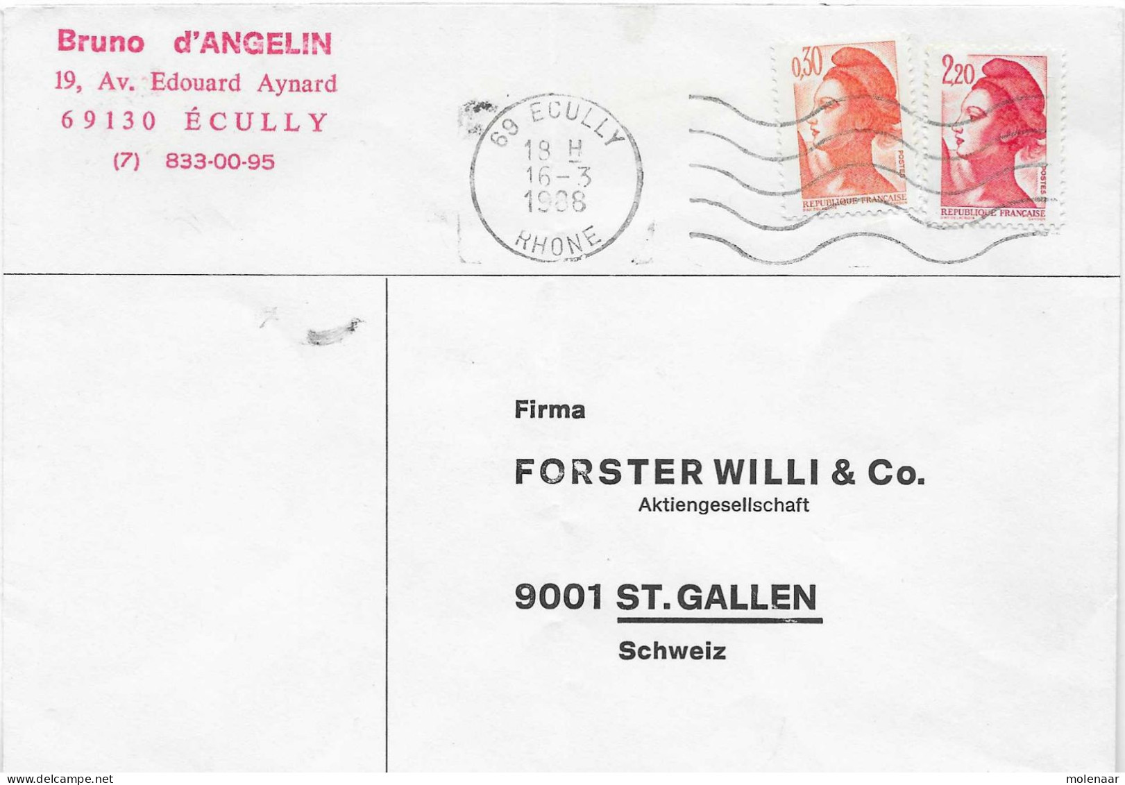 Postzegels > Europa > Frankrijk > 1945-.... > 1980-1989> Brief Met 2x Postzegels  (17424) - Briefe U. Dokumente