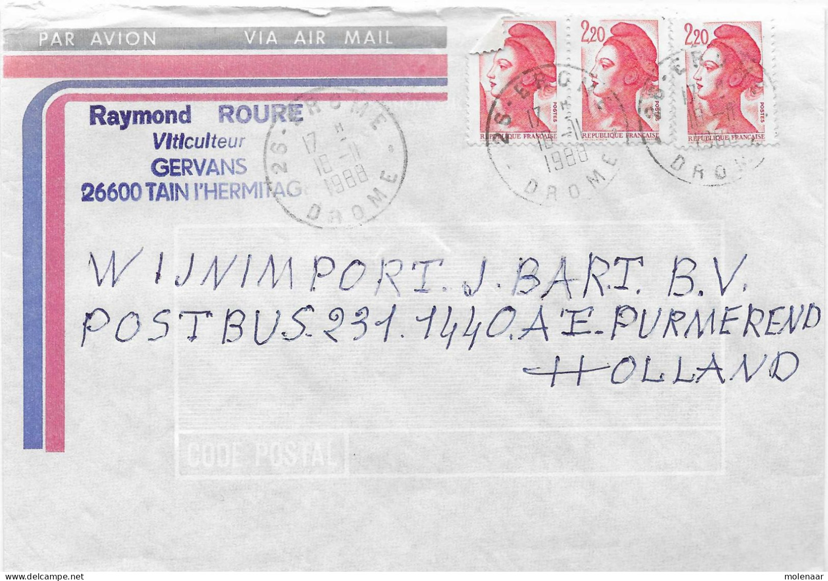 Postzegels > Europa > Frankrijk > 1945-.... > 1980-1989> Brief Met 2x No. 2502 (17425) - Storia Postale