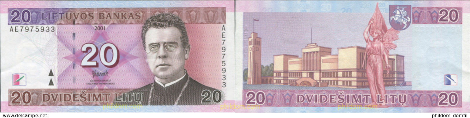 8707 LITUANIA 2001 LITUANIE 20 LIETUVOS BANKAS 2001 LITU LITAS - Lituania