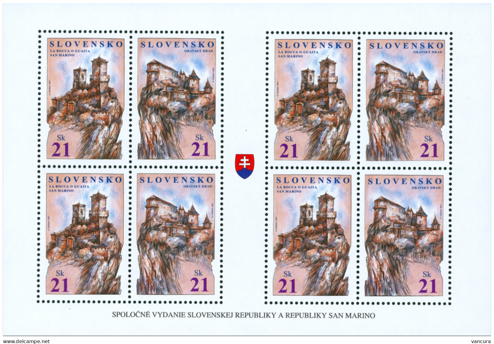 **A 403-4 Slovakia Joint Issue With San Marino 2008 - Emissions Communes