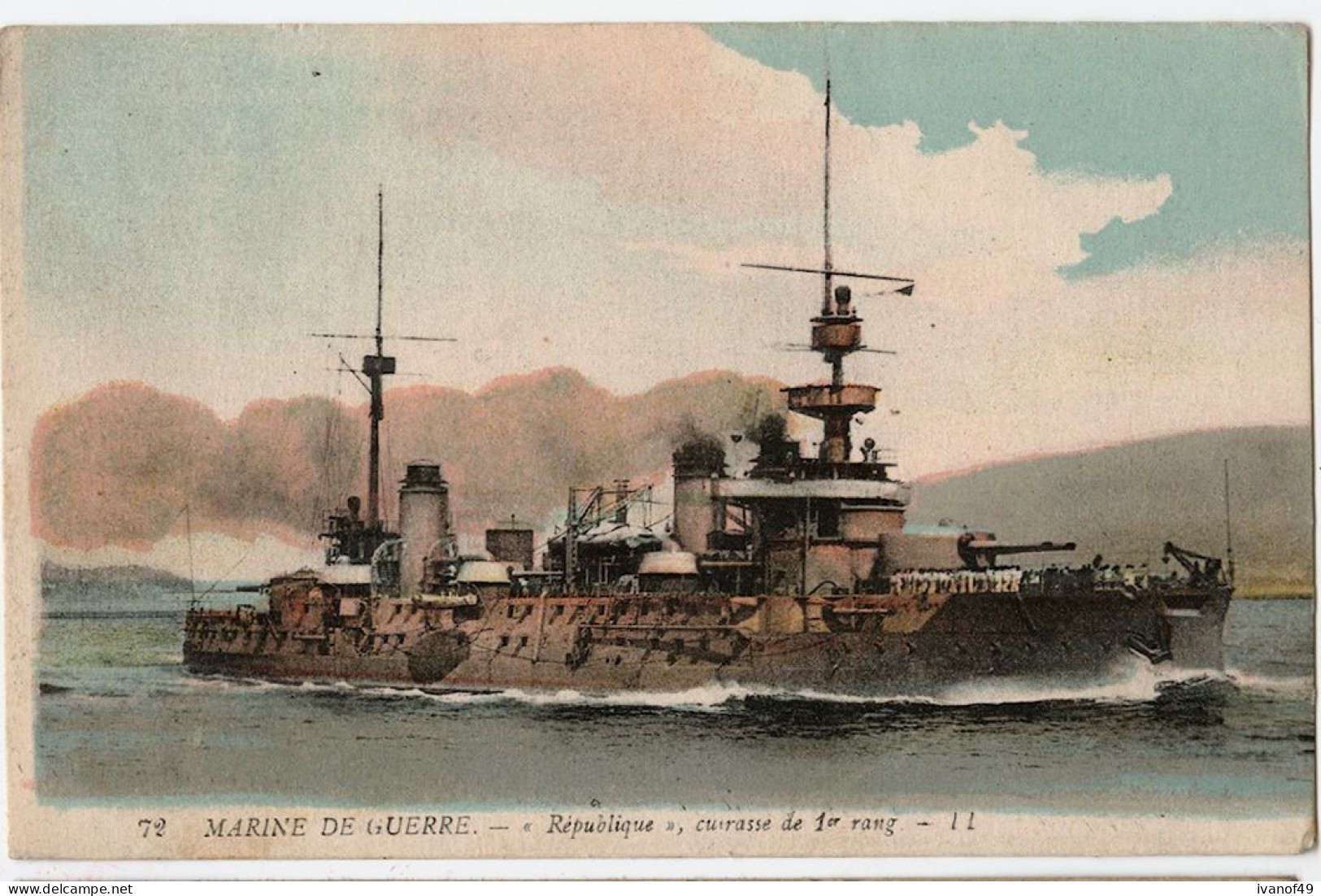 MARINE DE GUERRE - CPA - BATEAU DE GUERRE "REPUBLIQUE" CUIRASSE De 1er Rang - Guerre