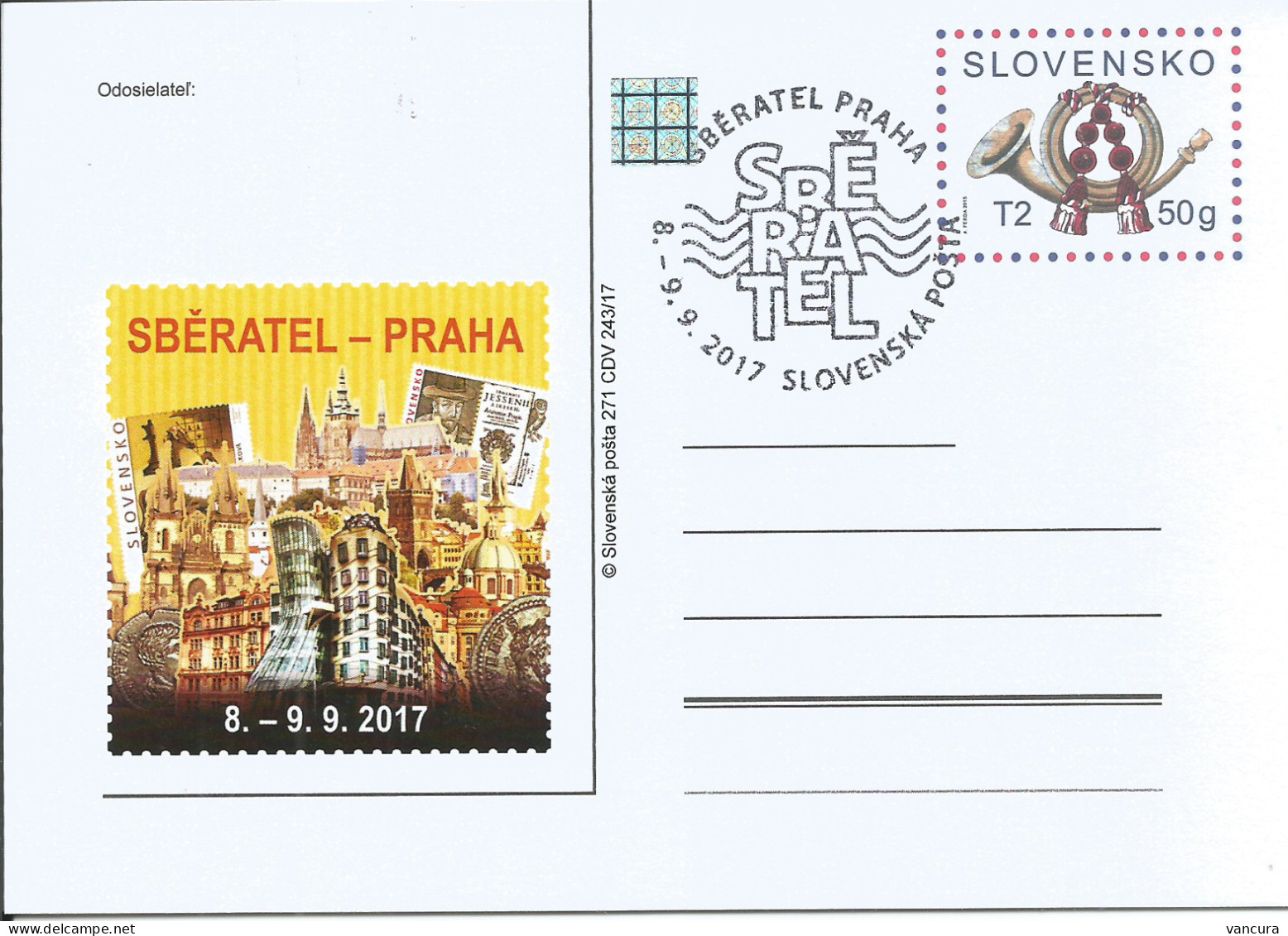 CDV 271 Slovakia Sberatel Sammler Collector 2017 Dancing House St Vitus Cathedral Stamps On Stamps - Churches & Cathedrals
