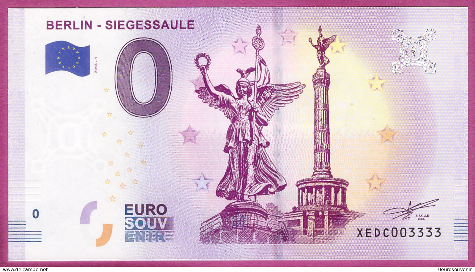 0-Euro XEDC 2018-1 # 3333 ! BERLIN - SIEGESSAULE - Private Proofs / Unofficial