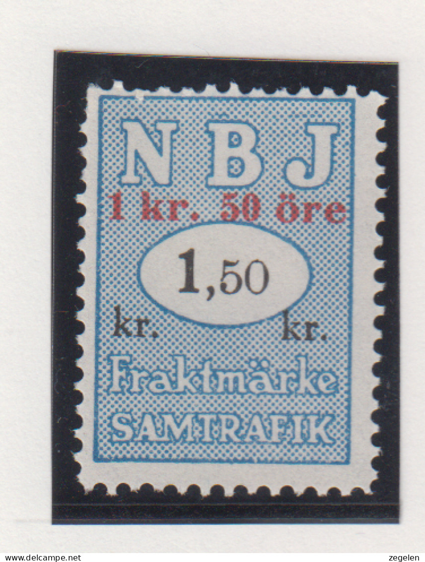 Zweden Spoorwegzegel Cat Svenska Järnvägsfraktmärken; Lijn N.B.J. Nora Bergslags Järnväg Niet In Catalogus - Autres & Non Classés