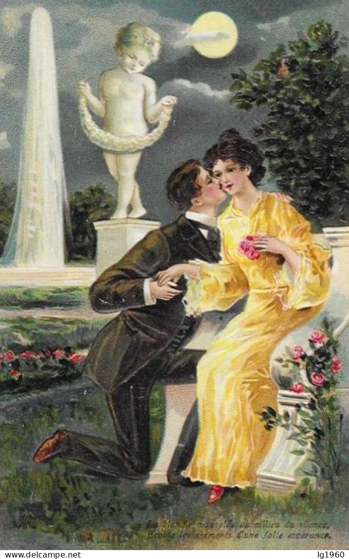 Couple Amoureux - Verliefd Koppel -  Cpa Gaufrée -  Reliefkaart - Couples
