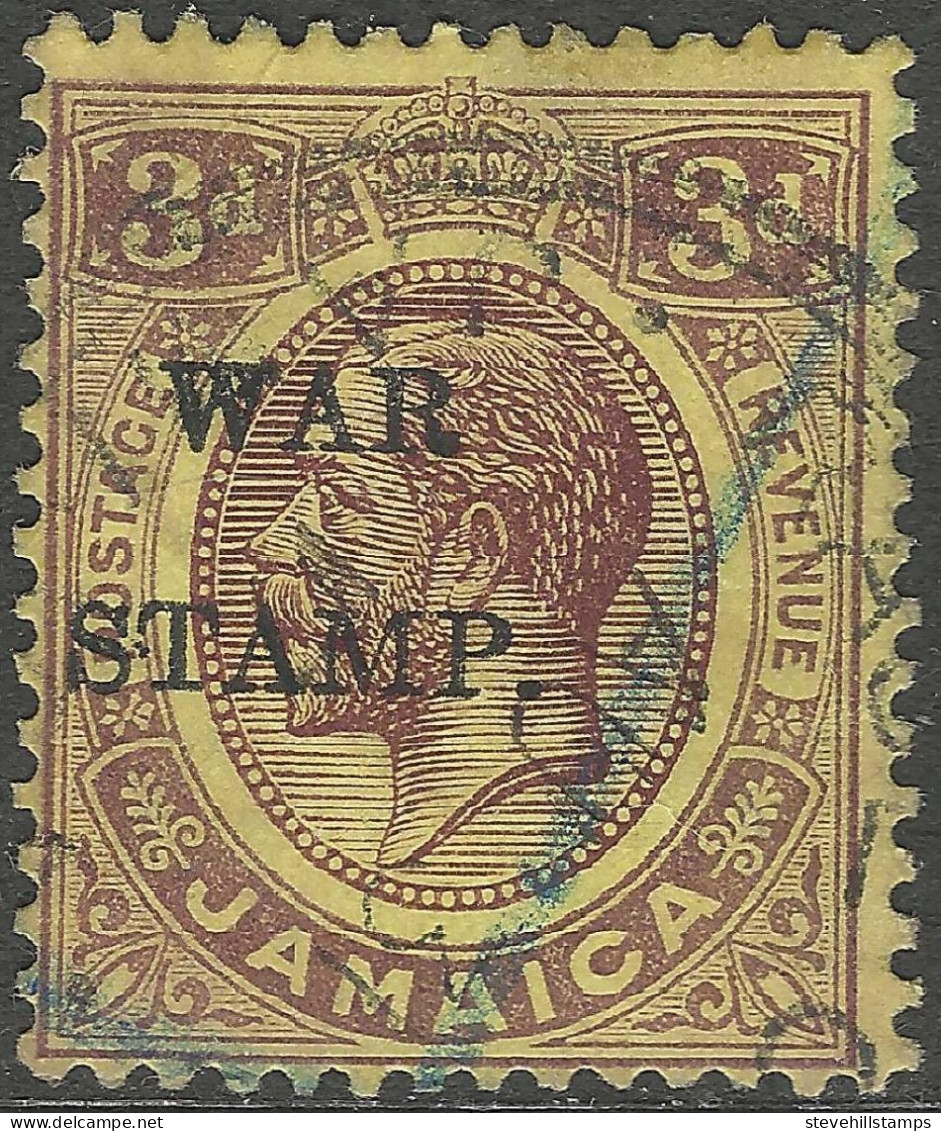 Jamaica. 1917 War Stamp. 3d Used. SG 75. M5046 - Jamaïque (...-1961)