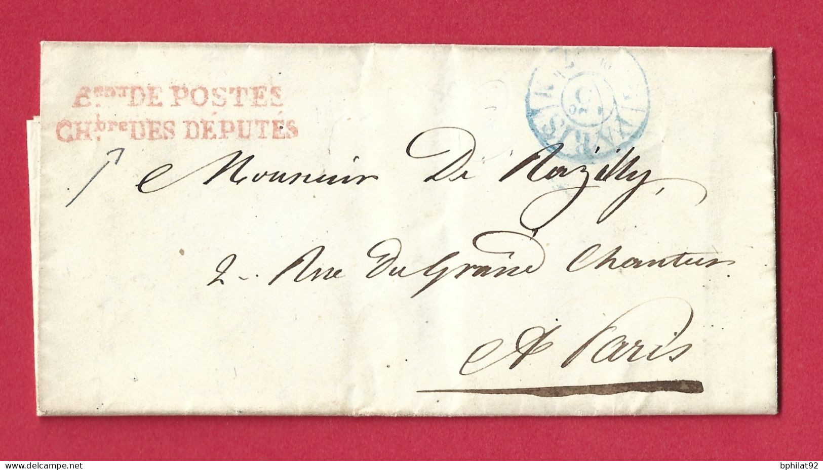 !!! MARQUE POSTALE BUREAU DE POSTE CHAMBRE DES DÉPUTÉS POUR PARIS DE 1841, TB - 1801-1848: Vorläufer XIX