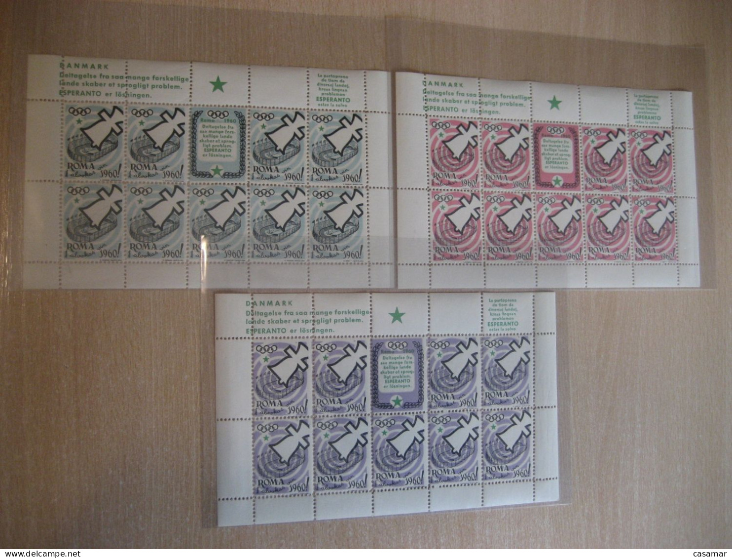 DENMARK Idiom ROMA 1960 Olympic Games Esperanto 3 Bloc 30 Poster Stamp Vignette ITALY Spain Label Olympics - Sommer 1960: Rom