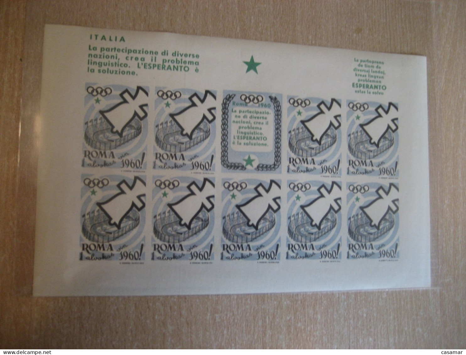 ITALY Idiom ROMA 1960 Olympic Games Esperanto Bloc 10 Imperforated Poster Stamp Vignette ITALY Spain Label Olympics - Sommer 1960: Rom