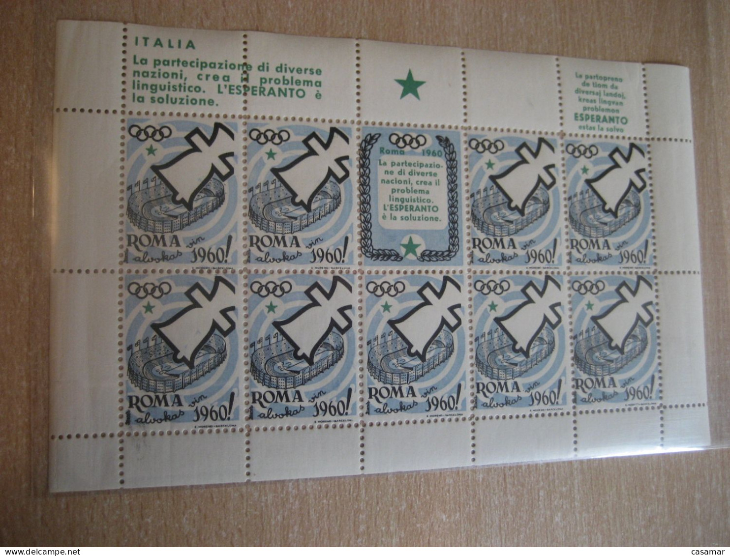 ITALY Idiom ROMA 1960 Olympic Games Esperanto Bloc 10 Poster Stamp Vignette ITALY Spain Label Olympics - Ete 1960: Rome