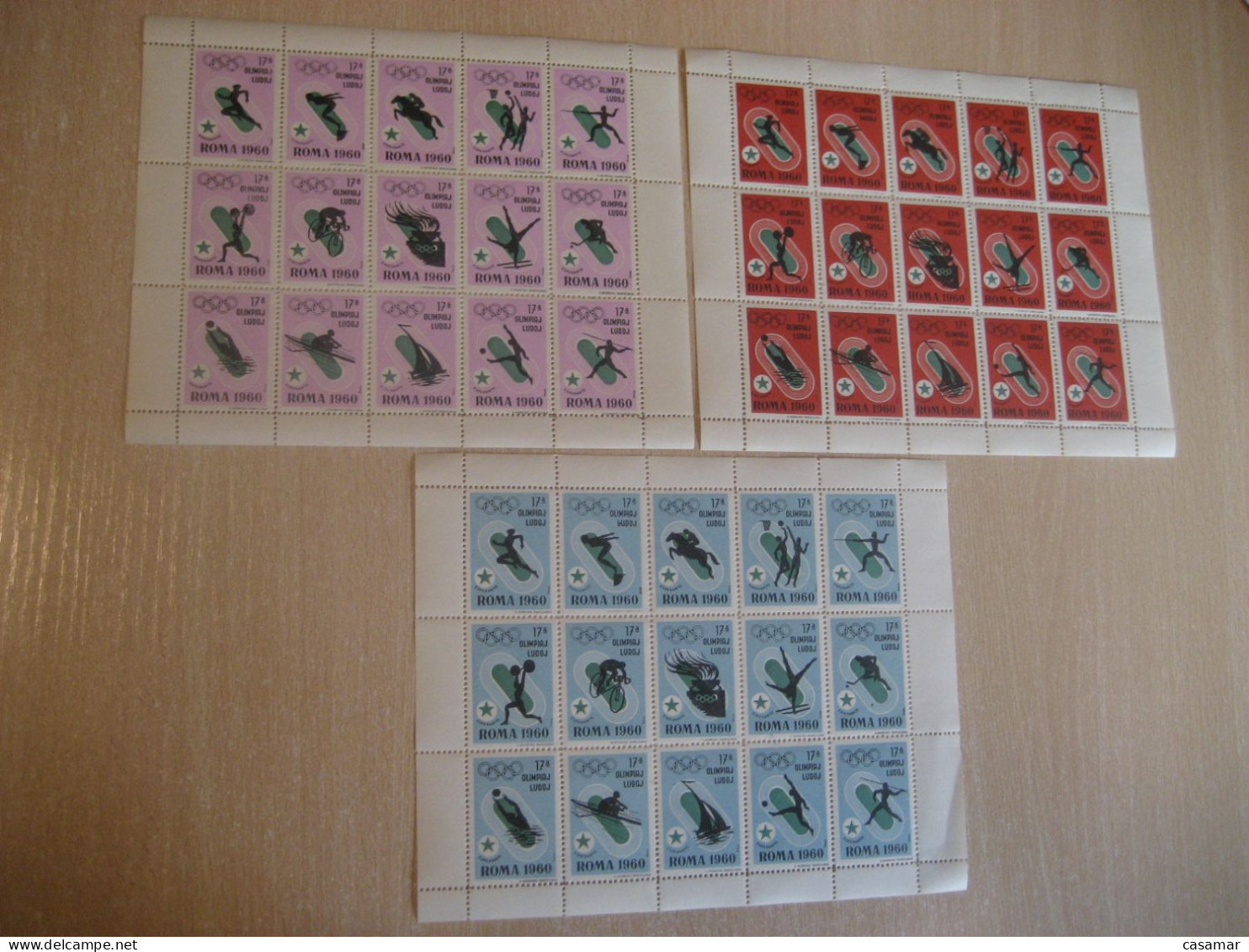 ROMA 1960 Olympic Games Esperanto 3 Bloc 45 Poster Stamp Vignette ITALY Spain Label Olympics - Sommer 1960: Rom