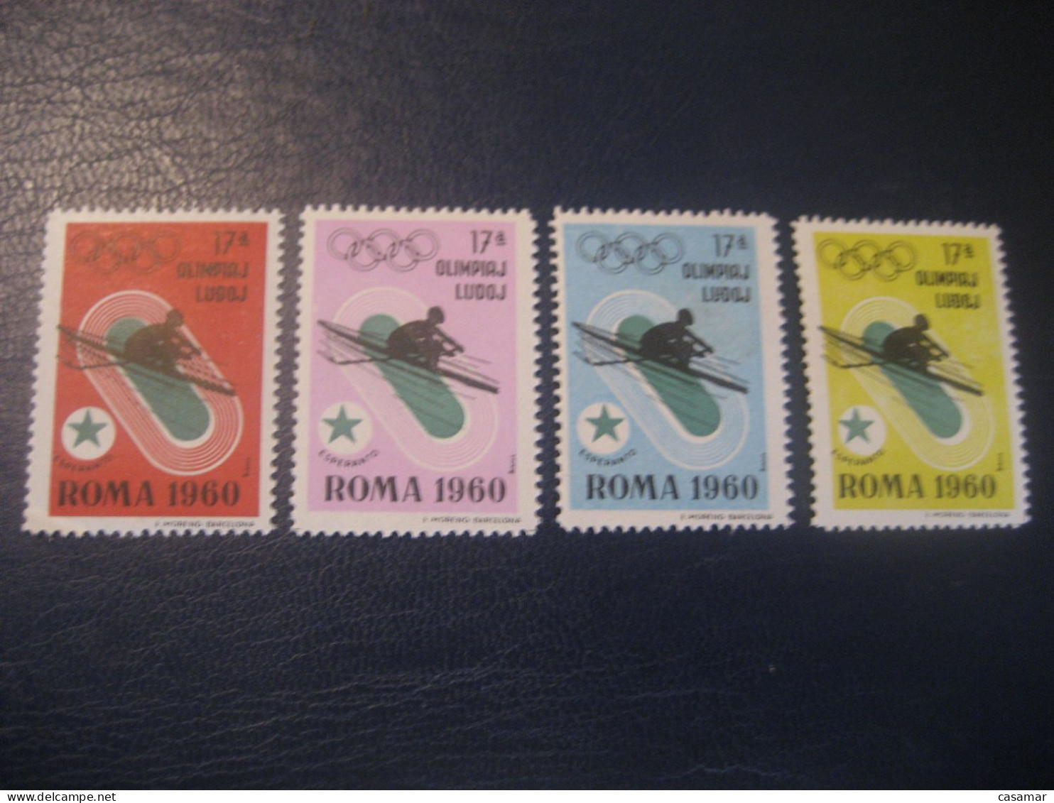 ROMA 1960 Rowing Aviron Olympic Games Olympics Esperanto 4 Poster Stamp Vignette ITALY Spain Label - Remo
