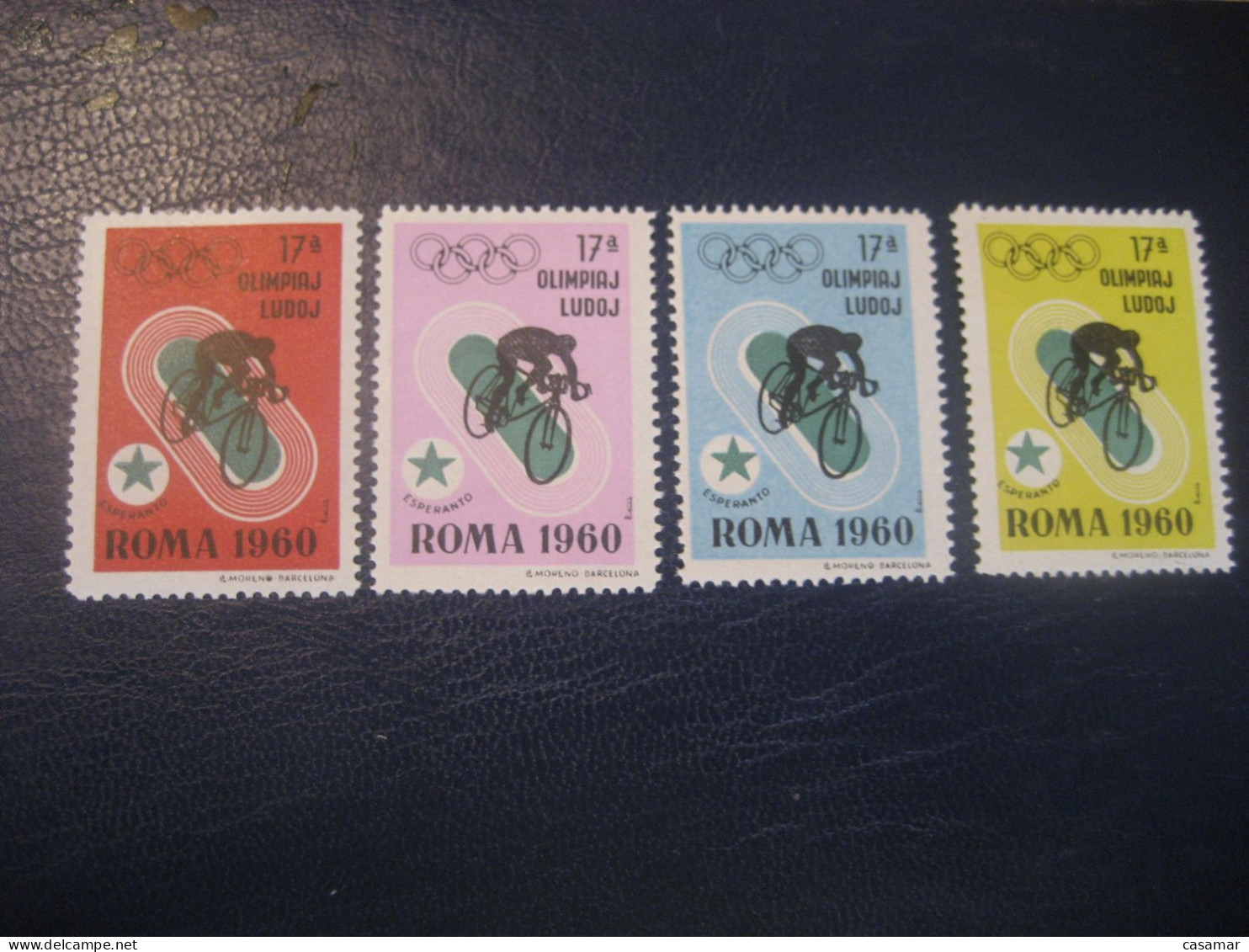 ROMA 1960 Cycling Cyclisme Olympic Games Olympics Esperanto 4 Poster Stamp Vignette ITALY Spain Label - Radsport