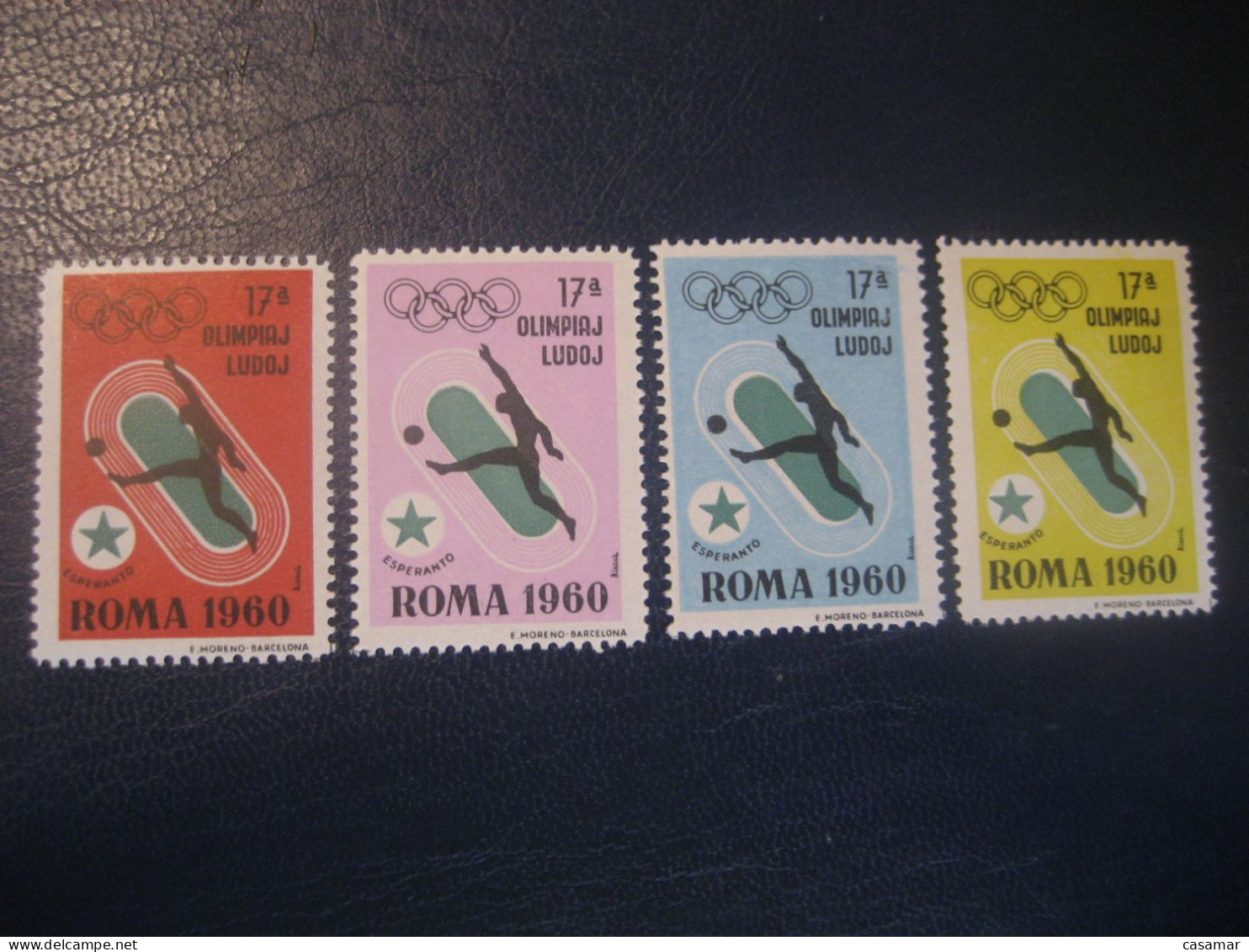 ROMA 1960 Football Futbol Soccer Olympic Games Olympics Esperanto 4 Poster Stamp Vignette ITALY Spain Label - Sonstige & Ohne Zuordnung