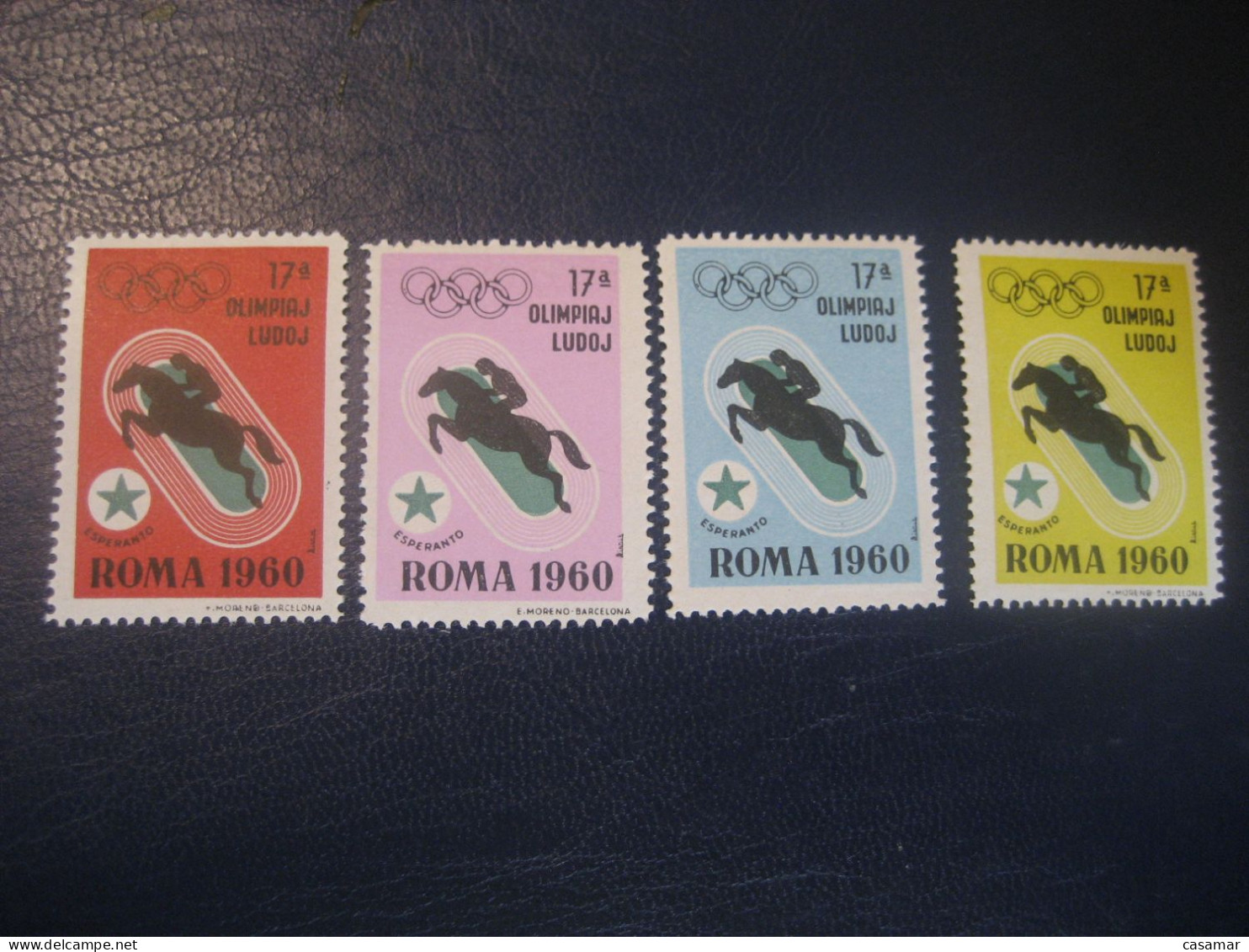 ROMA 1960 Equestrian Equitation Horse Olympic Games Olympics Esperanto 4 Poster Stamp Vignette ITALY Spain Label - Hípica