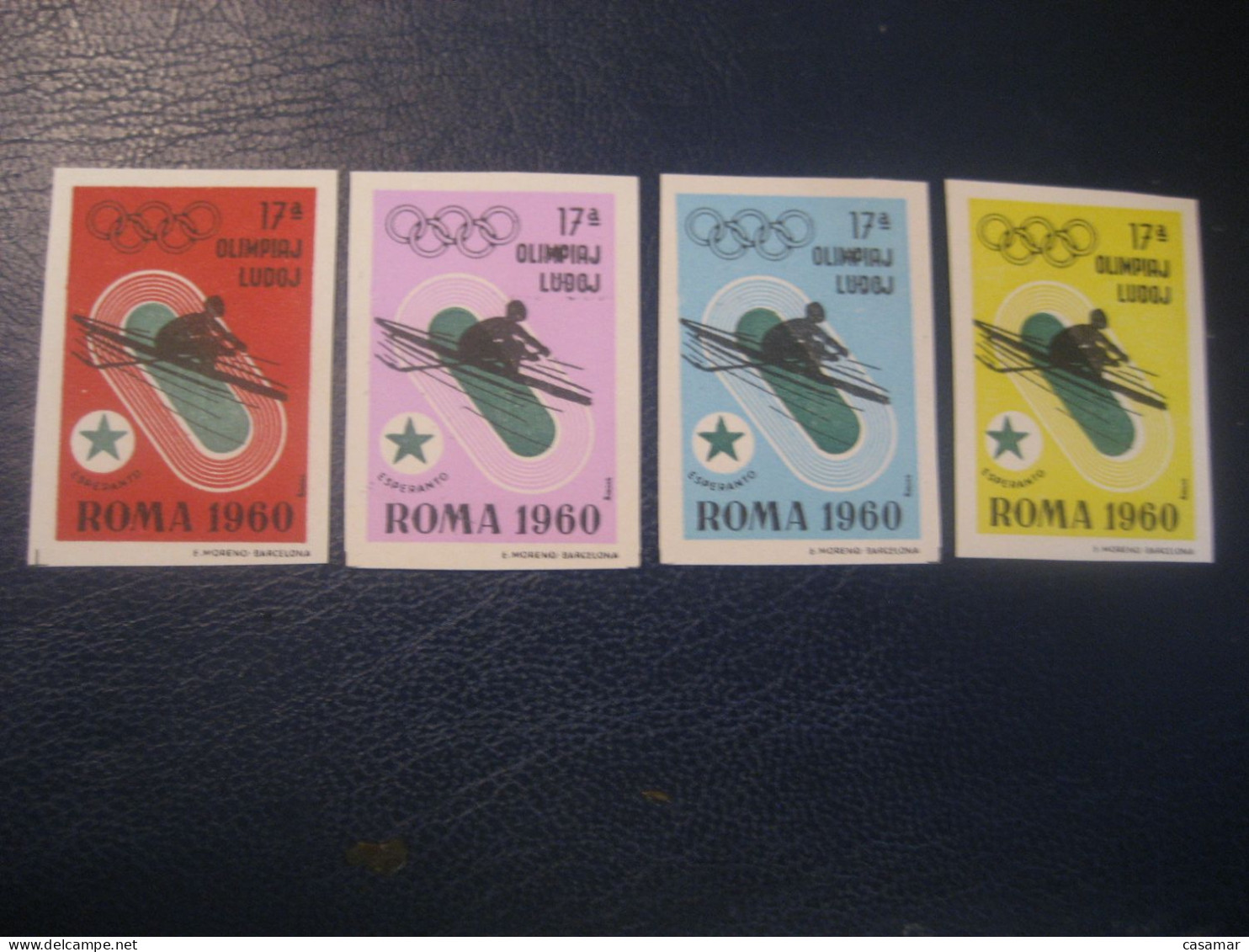 ROMA 1960 Rowing Aviron Olympic Games Olympics Esperanto 4 Imperforated Poster Stamp Vignette ITALY Spain Label - Rowing