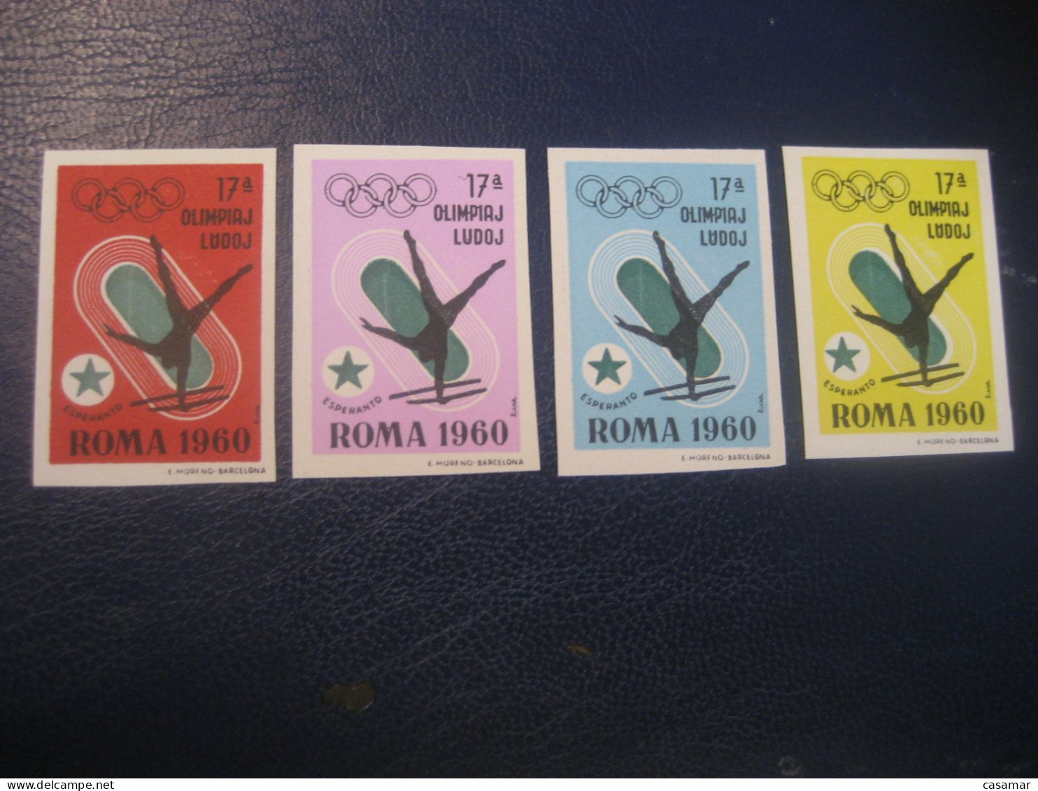 ROMA 1960 Gymnastics Gymnastique Olympic Games Olympics Esperanto 4 Imperforated Poster Stamp Vignette ITALY Spain Label - Gymnastik