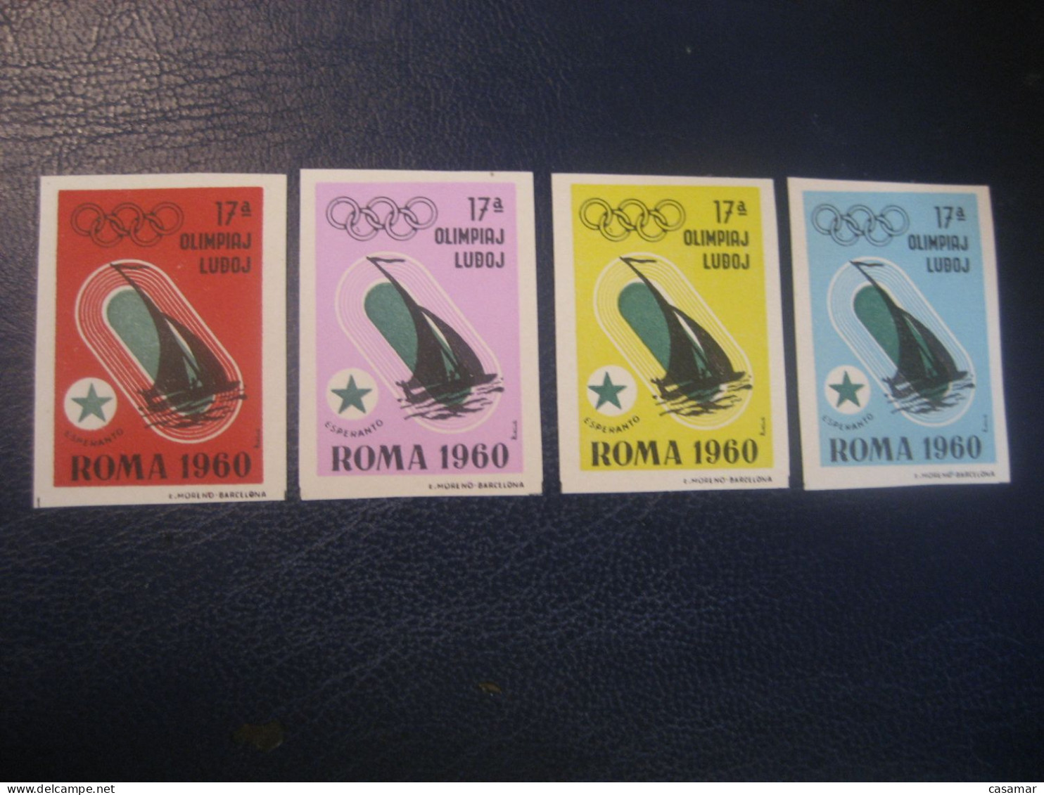 ROMA 1960 Sailing Voile Olympic Games Olympics Esperanto 4 Imperforated Poster Stamp Vignette ITALY Spain Label - Zeilen