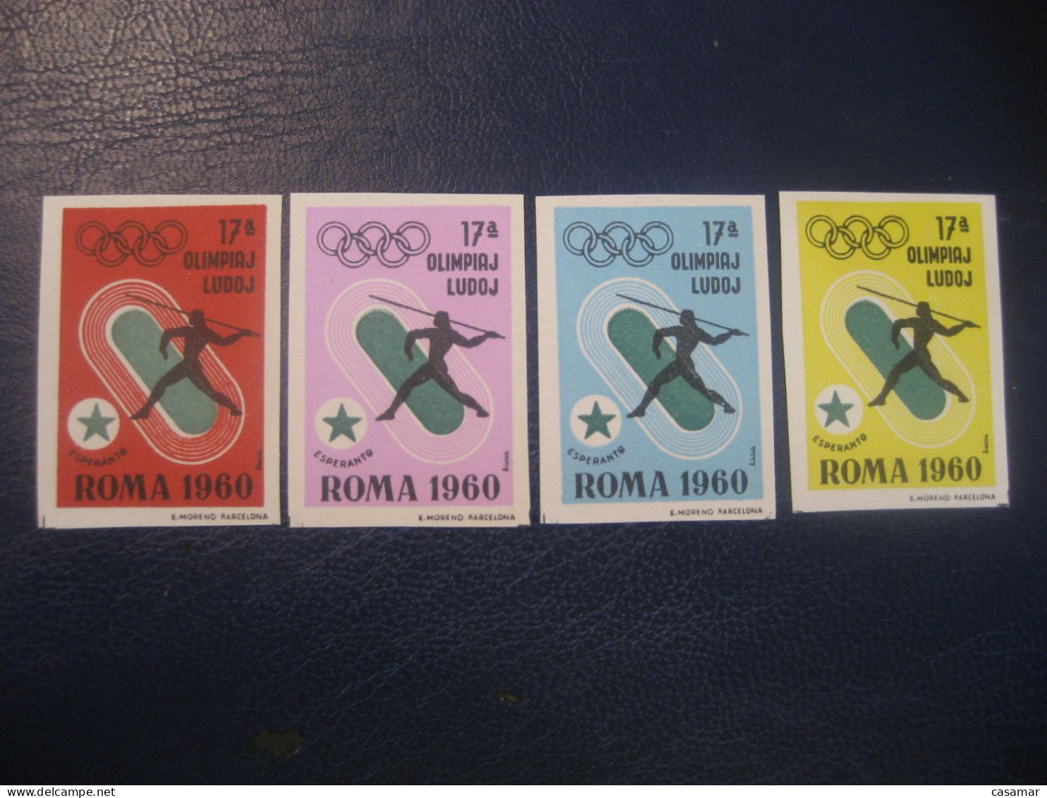 ROMA 1960 Javelin Javelot Athletics Olympic Games Olympics Esperanto 4 Imperforated Poster Stamp Vignette ITALY Spain - Atletica