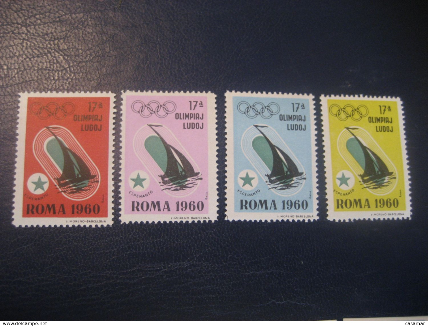ROMA 1960 Sailing Voile Olympic Games Olympics Esperanto 4 Poster Stamp Vignette ITALY Spain Label - Voile