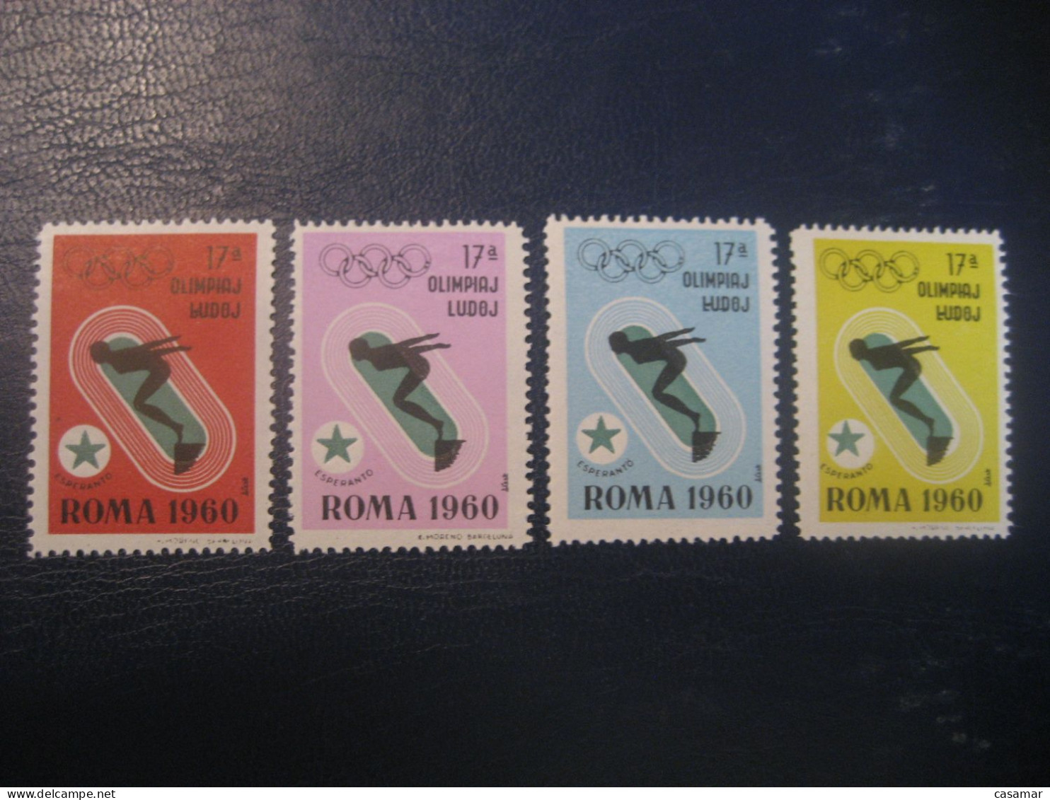 ROMA 1960 Swimming Natation Olympic Games Olympics Esperanto 4 Poster Stamp Vignette ITALY Spain Label - Natación