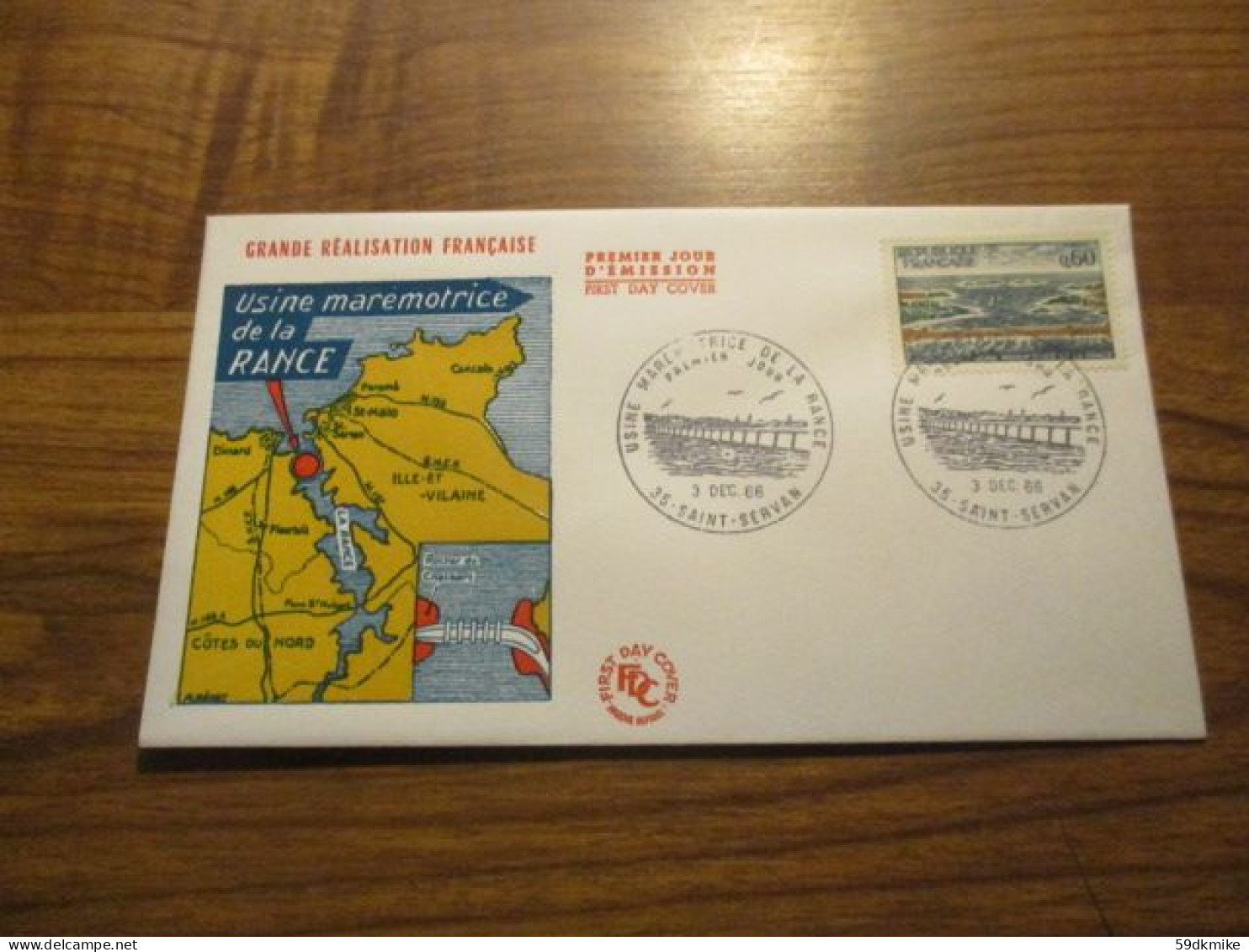 FDC - 1er Jour - France - 1966 - Usine Marémotrice De La Rance - 1960-1969