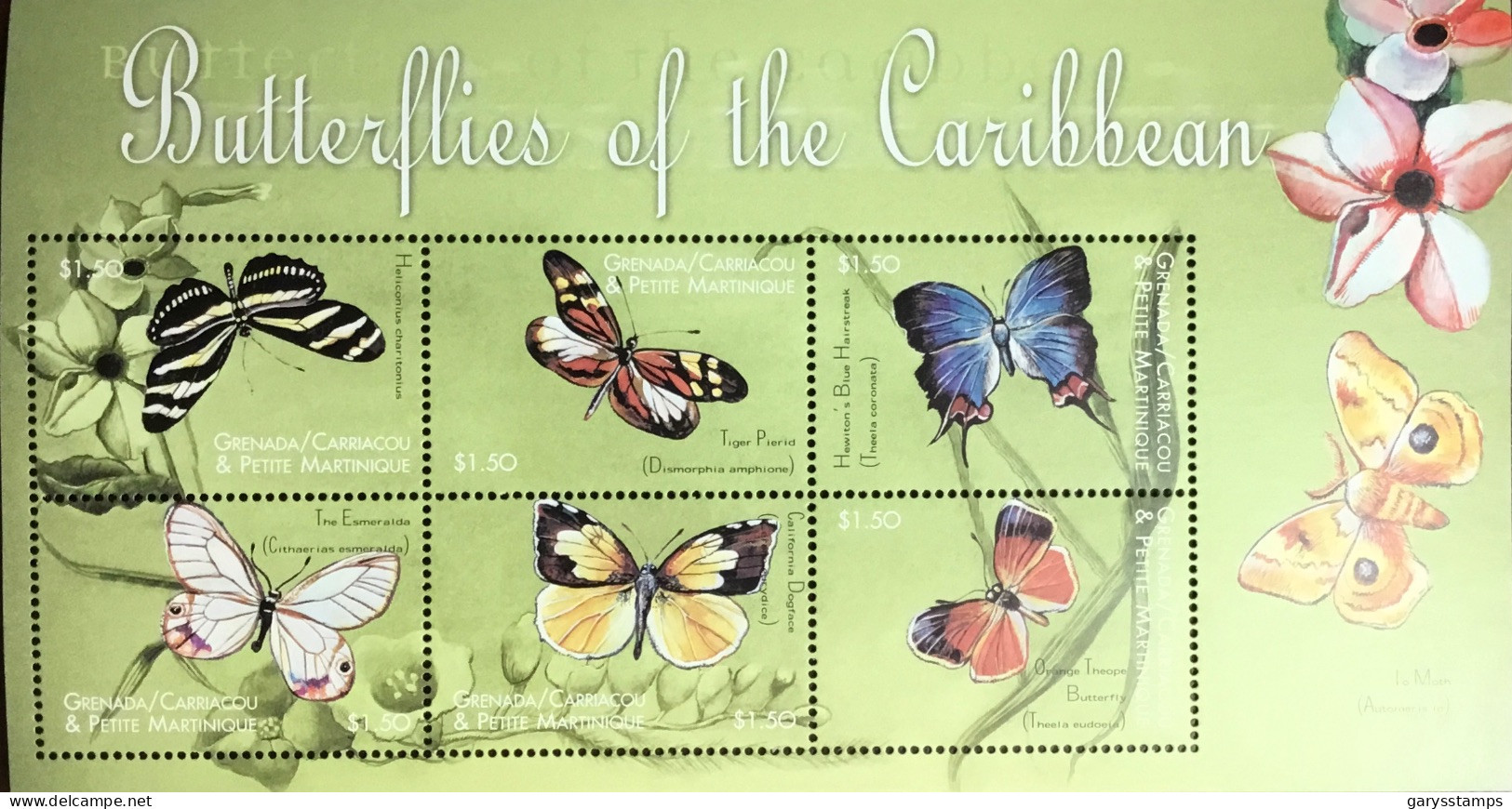 Grenada Grenadines 2000 Caribbean Butterflies Sheetlet MNH - Farfalle