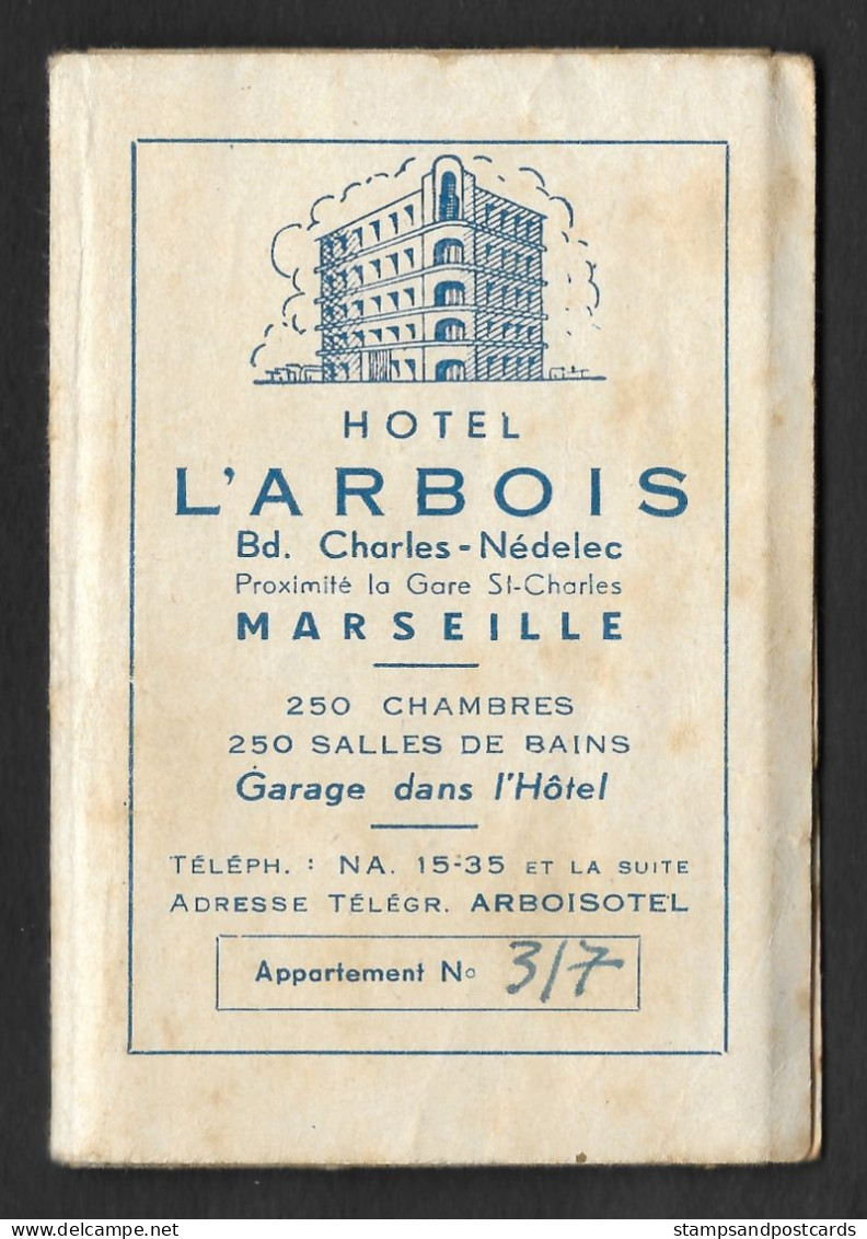 Hotel L ' Arbois Carte De Chambre Avec Carte Marseille France Compagnies Navigation Pub Air Marseille Room Card Map - Cuadernillos Turísticos