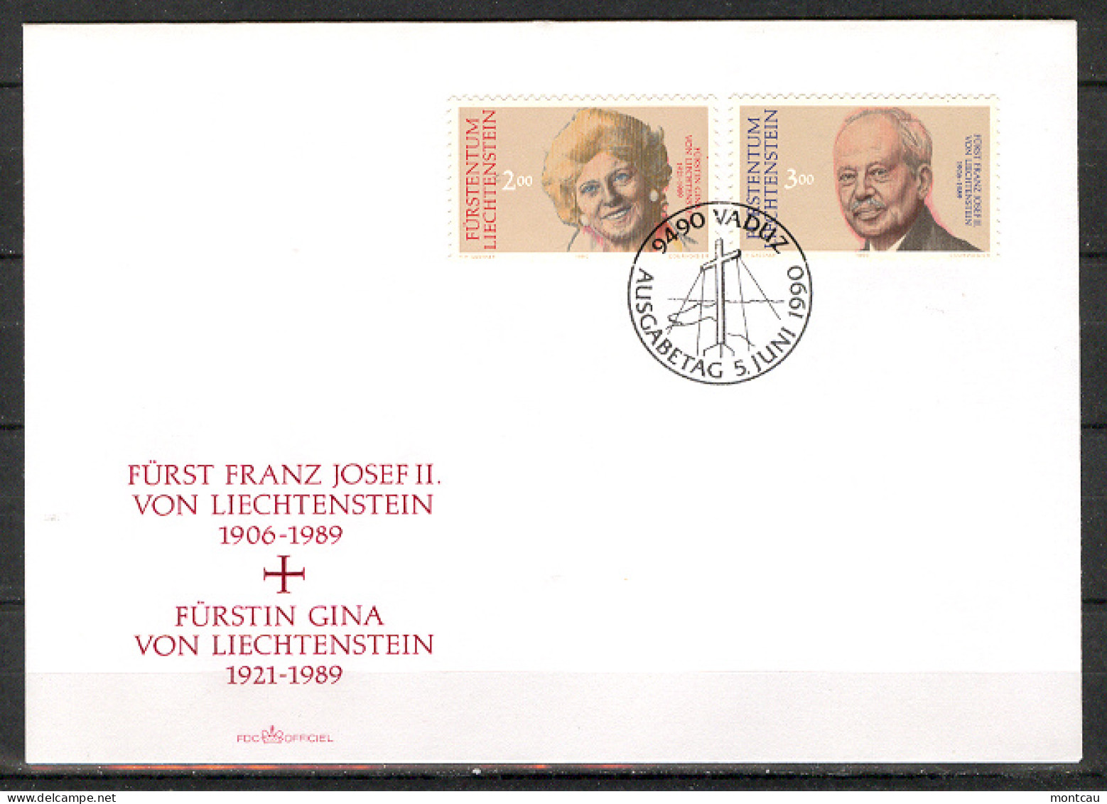 Liechtenstein 1990 FDC Gina-Franz  Sc 928-29 Mi 988-89 - FDC